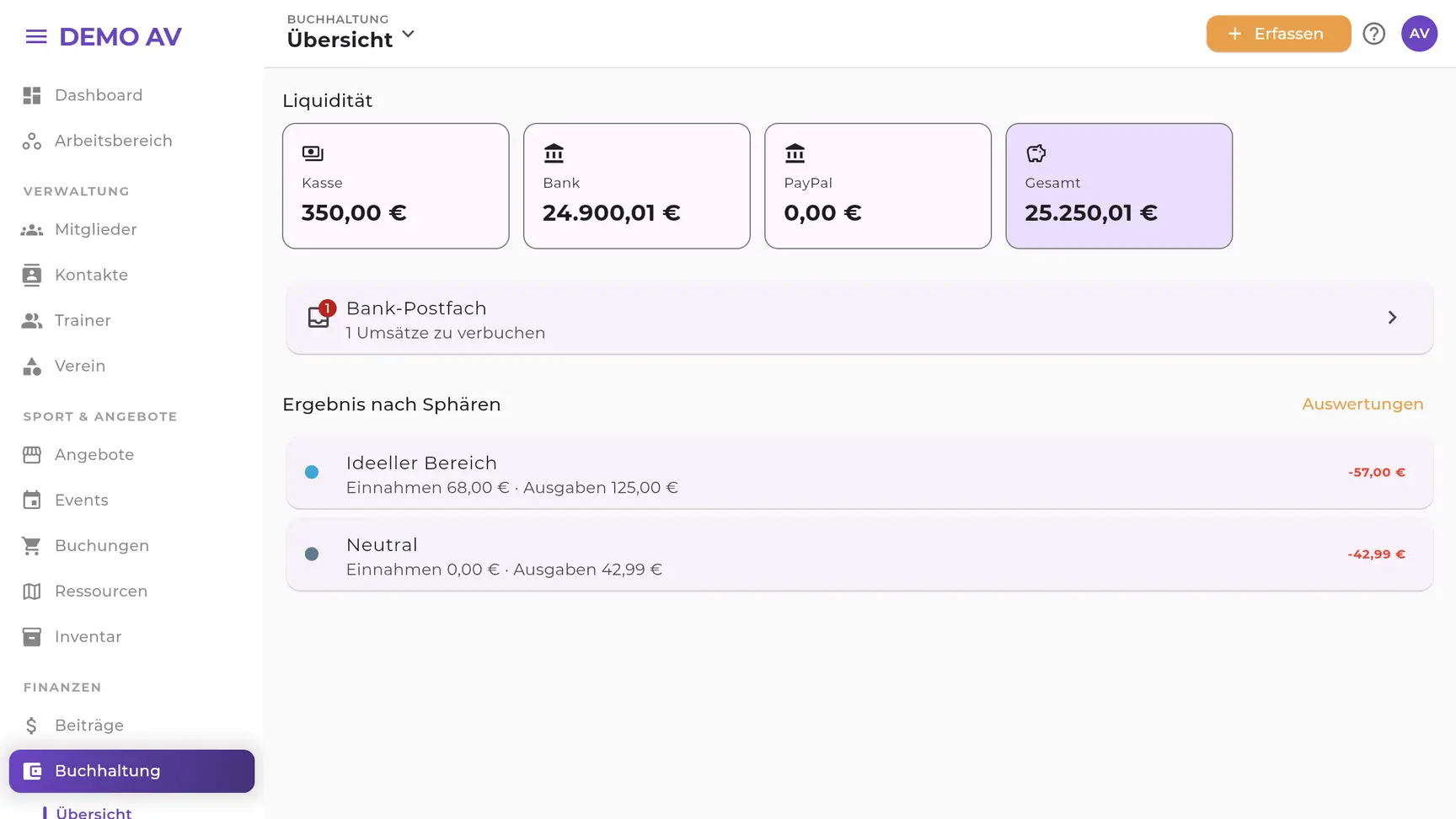 EhrenVision: Jede Auszahlung landet im richtigen Bereich der Buchhaltung