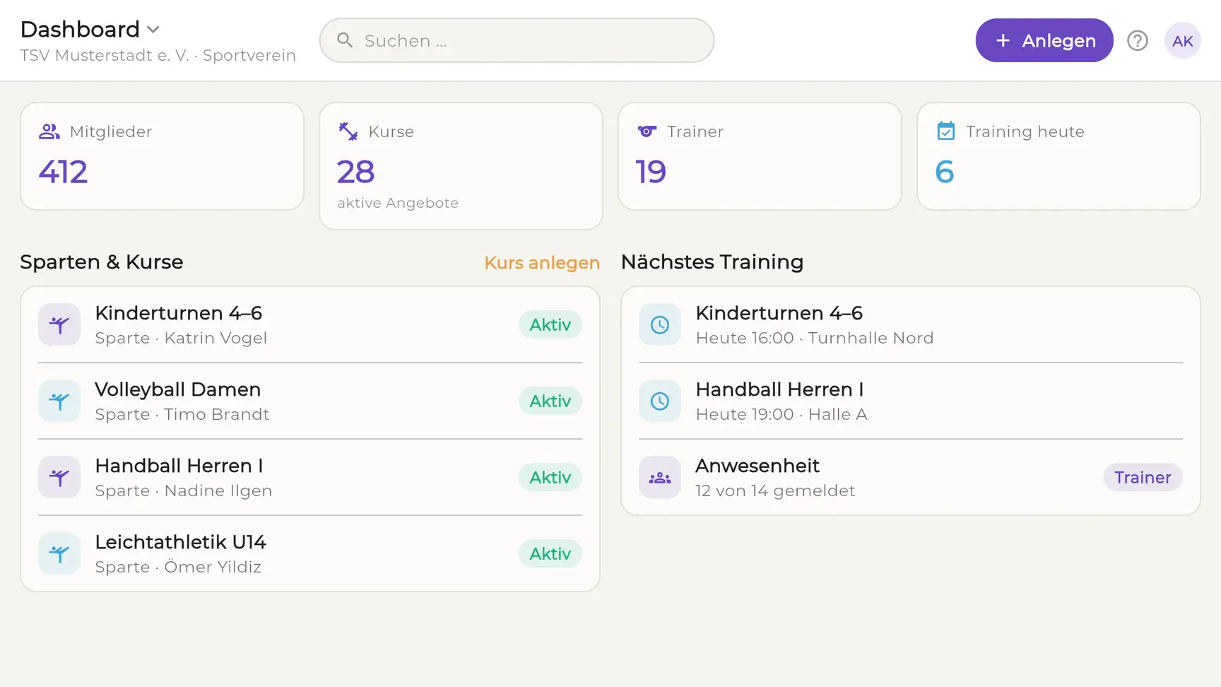 EhrenVision: Die Übersicht für einen Sportverein