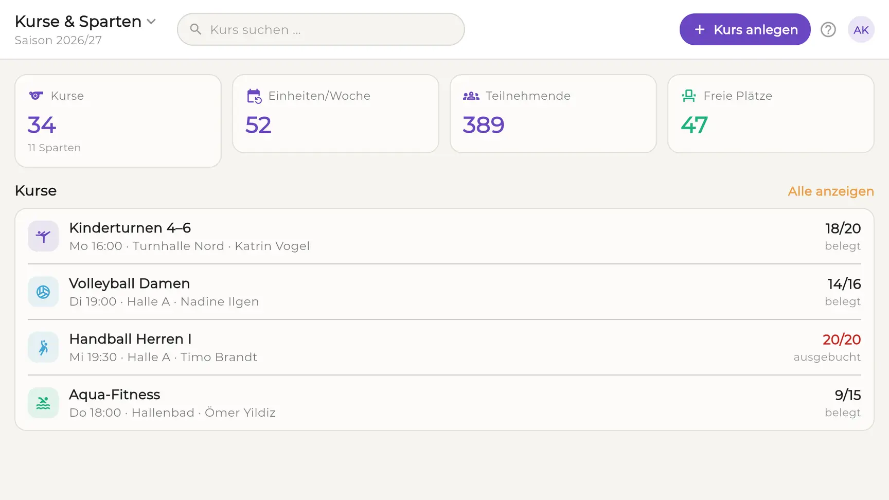 EhrenVision: courses_overview