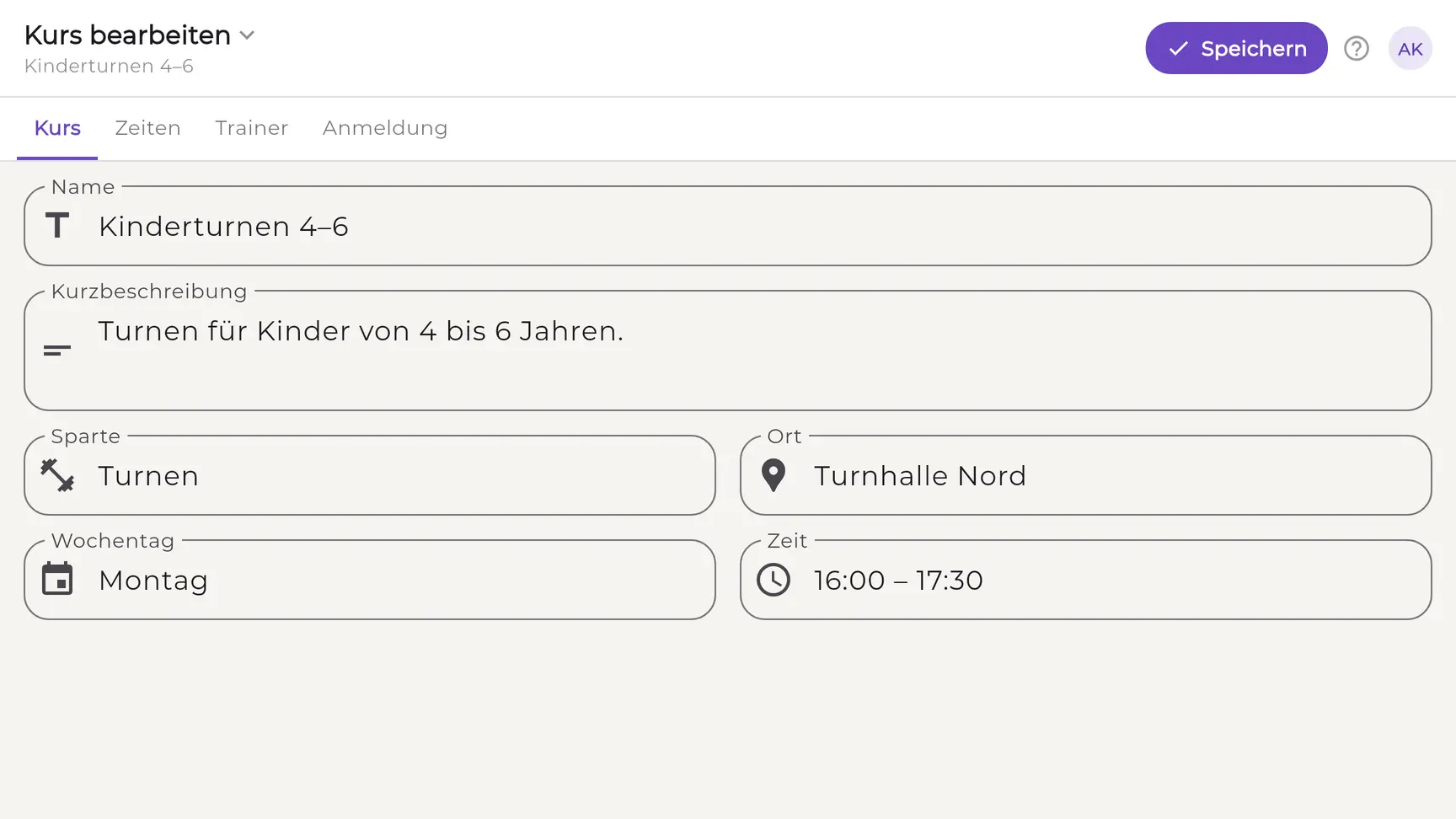 EhrenVision: Kurs bearbeiten