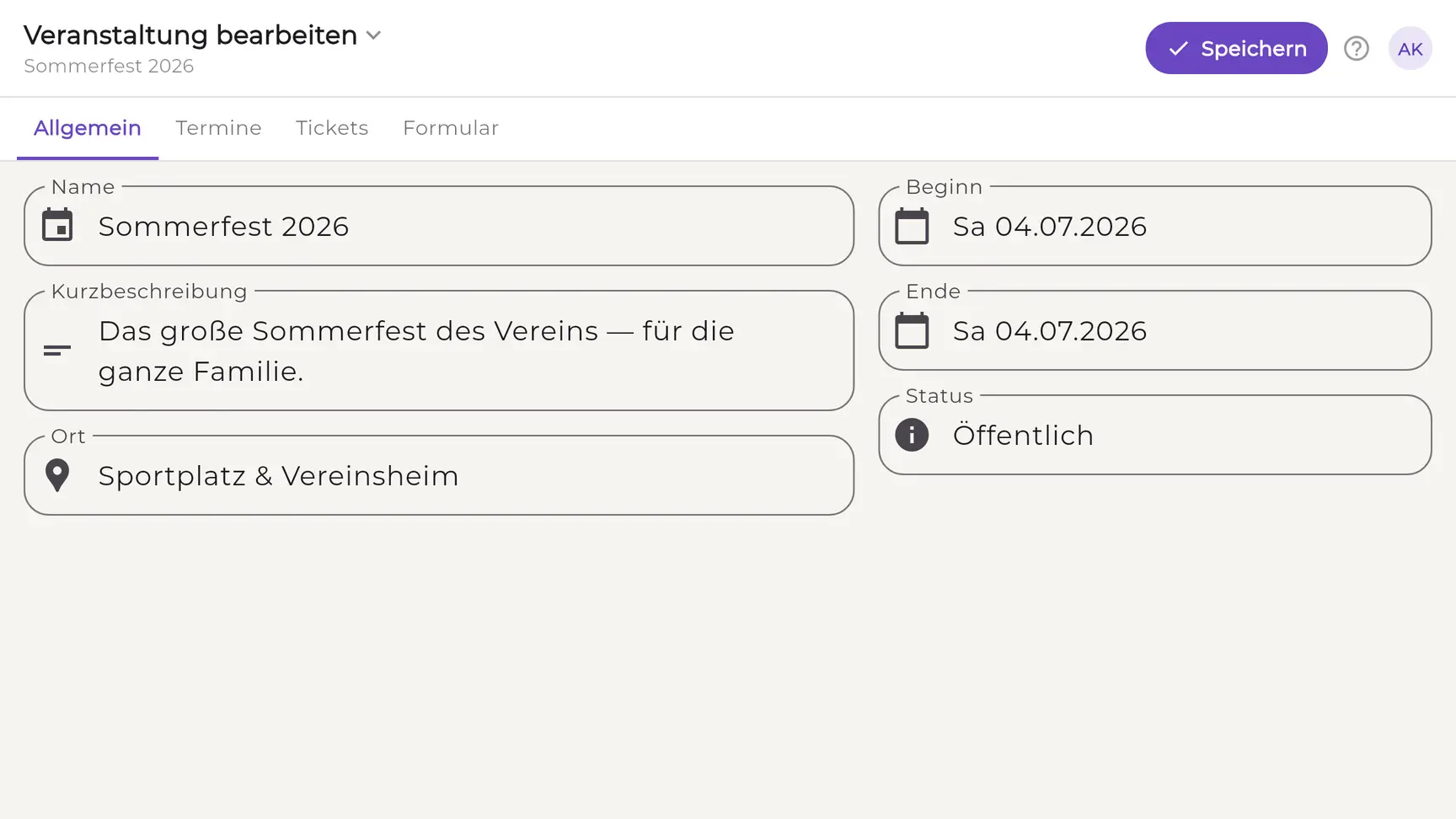 EhrenVision: Event bearbeiten