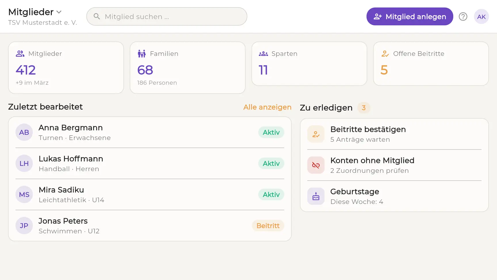 EhrenVision: members_dashboard_overview