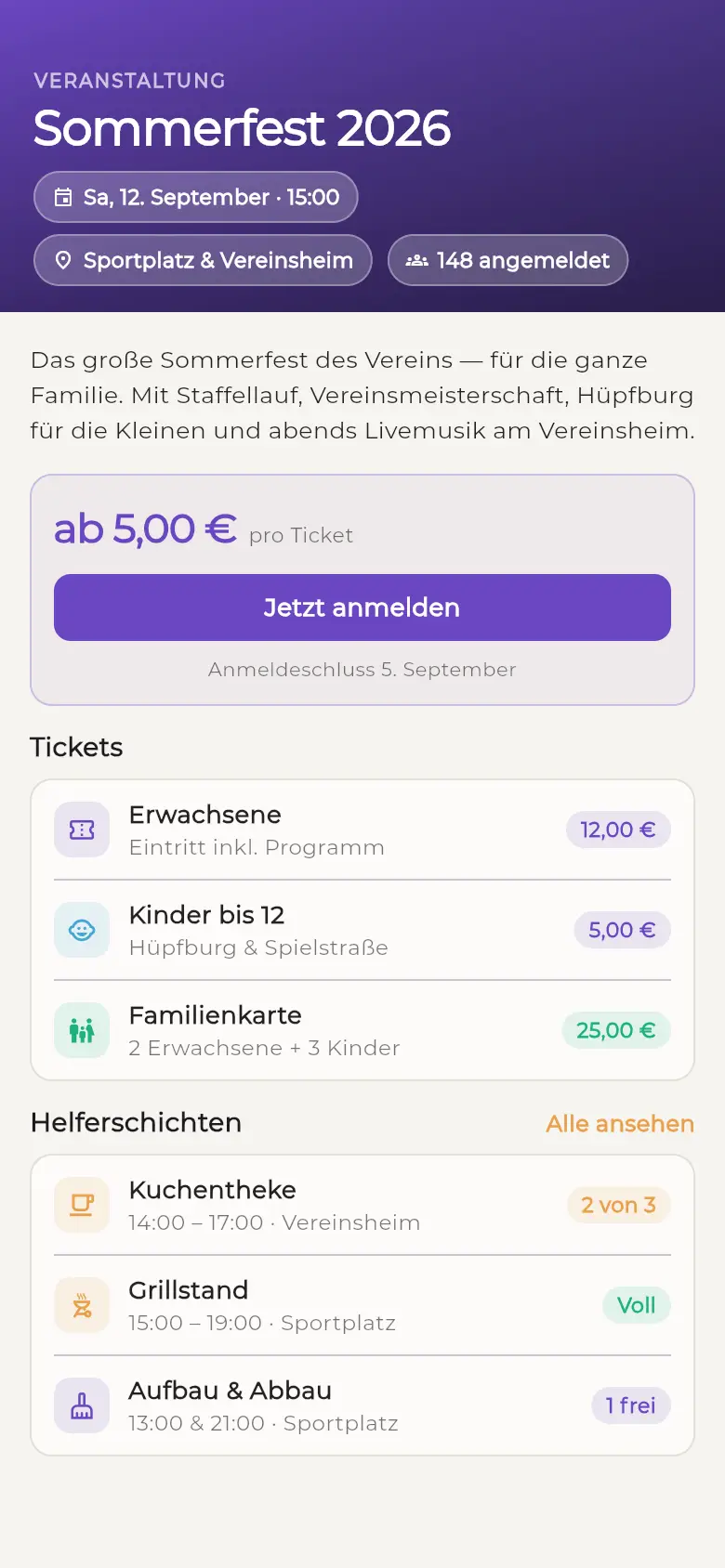 EhrenVision: Jede Veranstaltung bekommt ihre eigene Seite — ohne Webdesigner