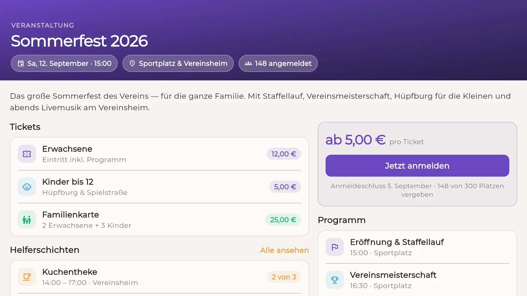 EhrenVision: Die Event-Seite