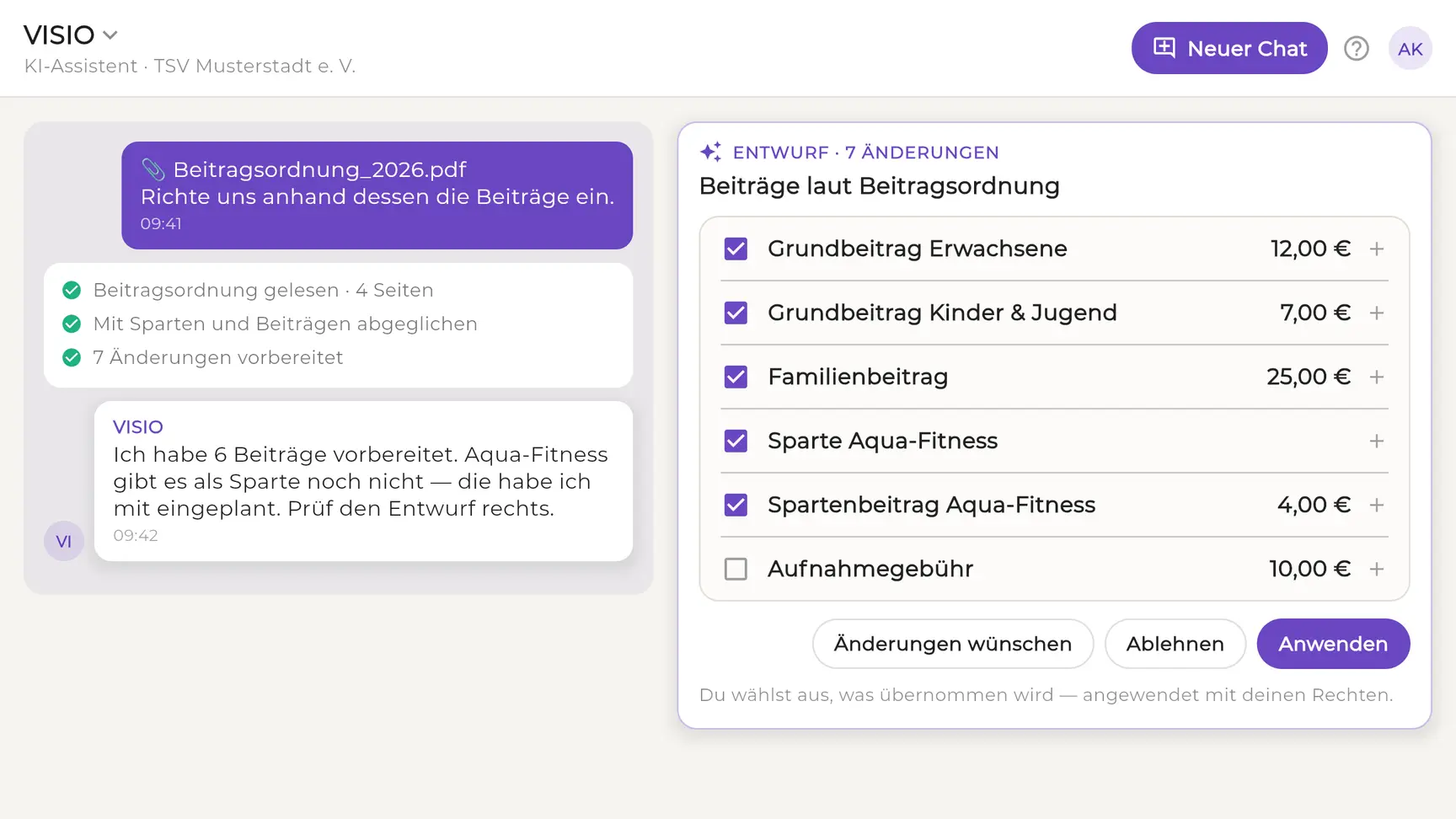 EhrenVision: Ein VISIO-Entwurf in der App