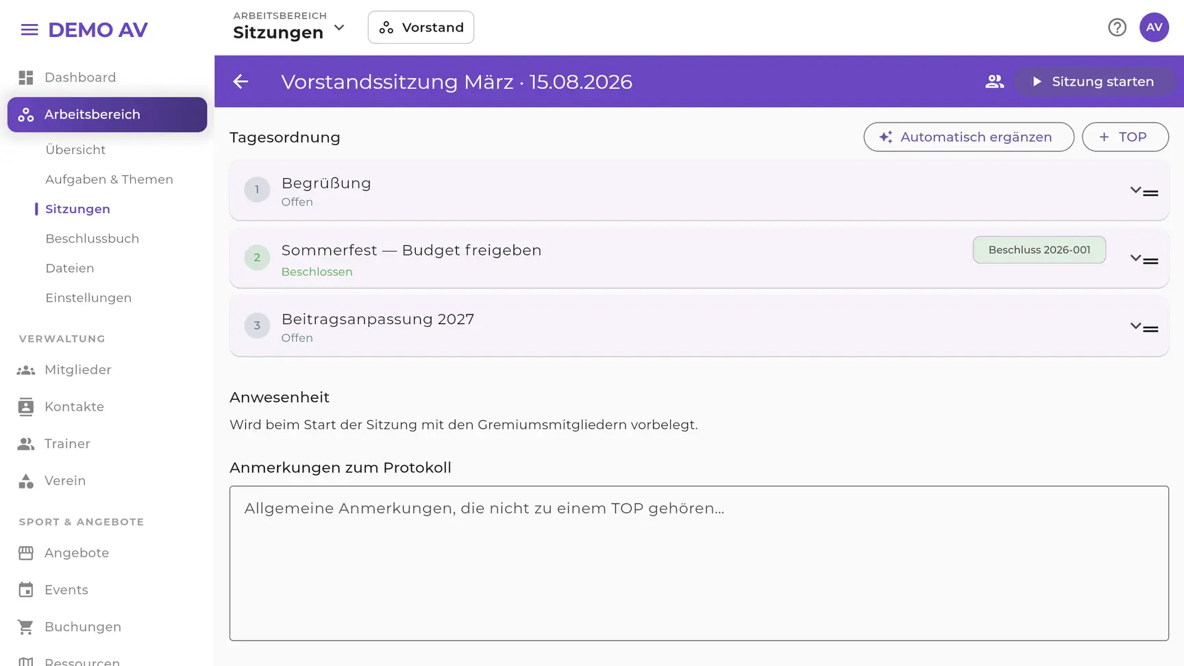 EhrenVision: Aus der Tagesordnung wird das Protokoll — während der Sitzung
